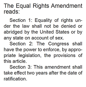 Ratification of Equal Rights Amendment Is Among Bills Introduced in General Assembly