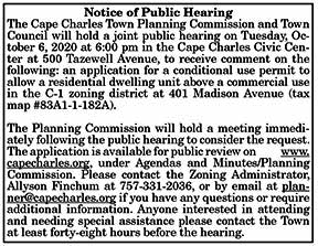 Cape Charles Town Planning Commission and Town Council Joint Public Hearing 9.18, 9.25