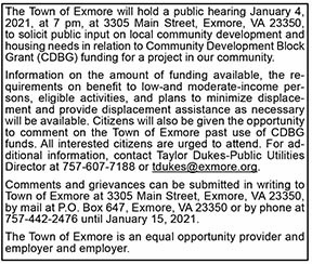 Town of Exmore CDBG Funding Public Hearing 12.11