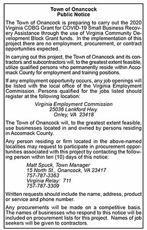 Town of Onancock Employment Notice 12.4