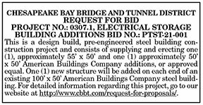 Chesapeake Bay Bridge Tunnel ELECTRICAL STORAGE BUILDING ADDITIONS REQUEST FOR BIDS 1.29, 2.5