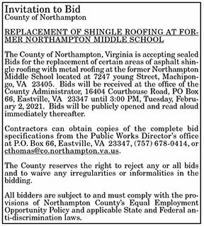 INVITATION TO BID FORMER NORTHAMPTON MIDDLE SCHOOL REPLACEMENT OF SHINGLE ROOFING 1.22, 1.29