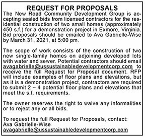 New Road Community Development Group RFP for 2 Small Homes 3.19