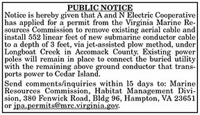VMRC Public Notice A and N Electric Cooperative 4.23