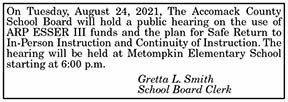Accomack County School Board Public Hearing 8.20