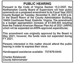 Northampton County Board of Supervisors Public Hearing on Budget Amendment 10.22