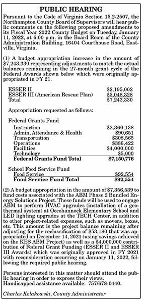 Northampton County Budget Amendment 12.31