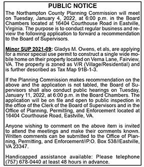 Northampton County Planning Commission Public Notice 12.17, 12.24