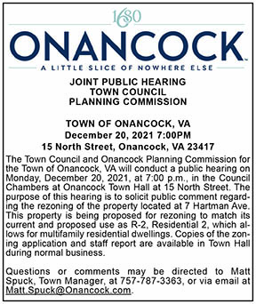 The Town Council and Onancock Planning Commission Joint Public Hearing Hartman Rezone 12.10