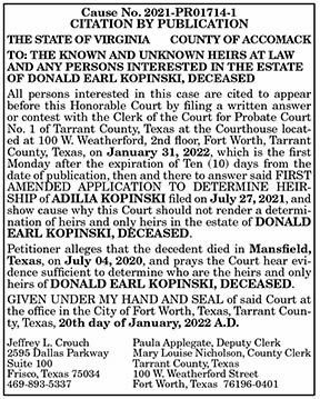 Citation of Publication the Estate of Donald Earl Kopinski Ad 2 1.28
