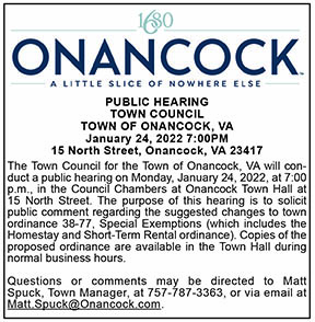 Town of Onancock Public Hearing About Homestay Ordinance Changes 1.7