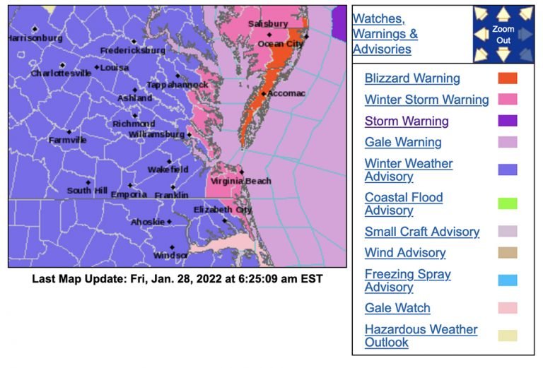 Blizzard Warning Issued for Virginia Eastern Shore