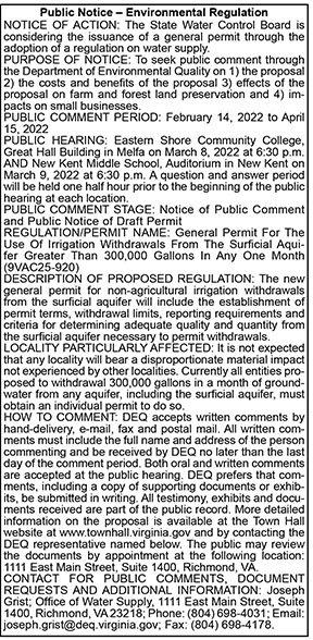DEQ Public Notice Environmental Regulation 2.11