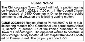 Chincoteague Town Council Public Hearing 3.18, 3.25