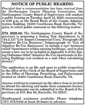 Northampton County Board of Supervisors Public Hearing on Tabled ZTA 2022.02 3.18, 3.25