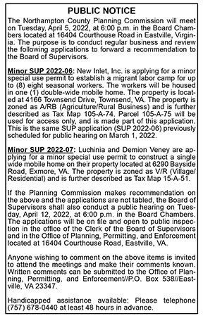 Northampton County Planning Commission Public Notice 3.18, 3.25