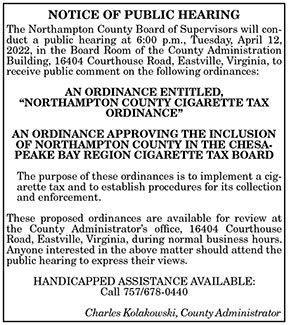 Northampton County Public Hearing About Cigarette Tax Ordinance 3.25, 4.1