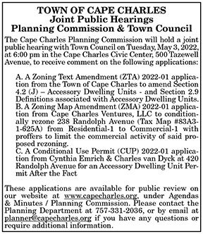 Town of Cape Charles Joint Public Hearings 4.15, 4.22