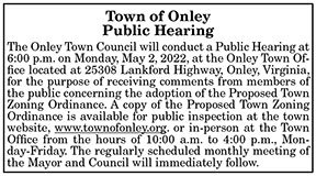 Town of Onley Zoning Ordinance Public Hearing 4.15, 4.22