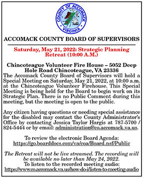 Accomack County Board of Supervisors Strategic Planning Retreat 5.13, 5.20