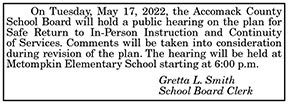 Accomack County School Board Public Hearing 5.13