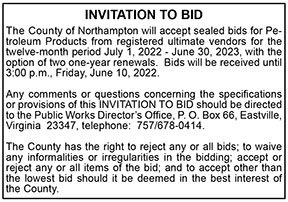 Northampton County Invitation to Bid on Petroleum Products 5.20, 5.27