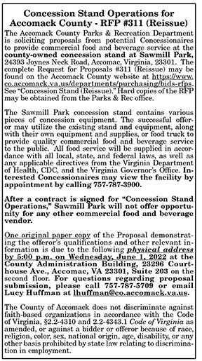 RFP for Concession Stand Operations for Accomack County 5.13