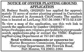VMRC Oyster Planting Ground Application M. Rodney Smith 5.13, 5.20