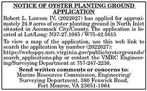 VMRC Oyster Planting Ground Application Robert L. Lawson IV 5.13, 5.20