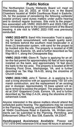 Northampton County Wetlands Board Public Notice 7.1, 7.8