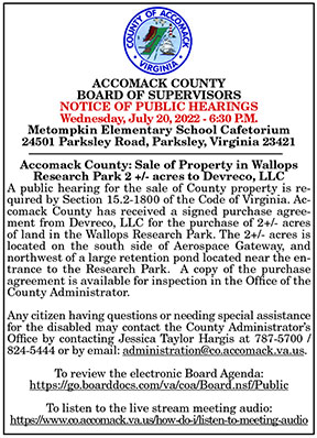 Accomack County Sale of Property in Wallops Research Park 7.8, 7.15