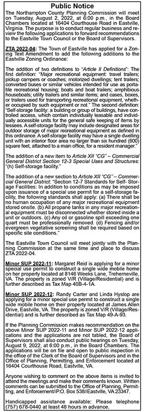 Northampton County Planning Commission Public Notice 7.15, 7.22