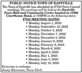 Town of Eastville FY23 Town Council Meetings 8.5