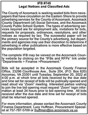 County of Accomack IFB #745 Legal Notices and Classified Ads 9.2